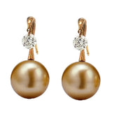 18K Rose Gold Tahitian Pearl and Diamond Earrings